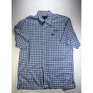Phat Farm Button Down Shirt Mens‎ XL Blue Plaid Short Sleeve Y2K Streetwear Logo